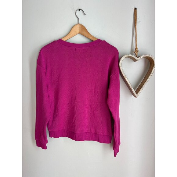 Wildfox Womens APRES SKIT Crew Neck Sweater SMALL in Festival Fuschia Cotton - Picture 2 of 9